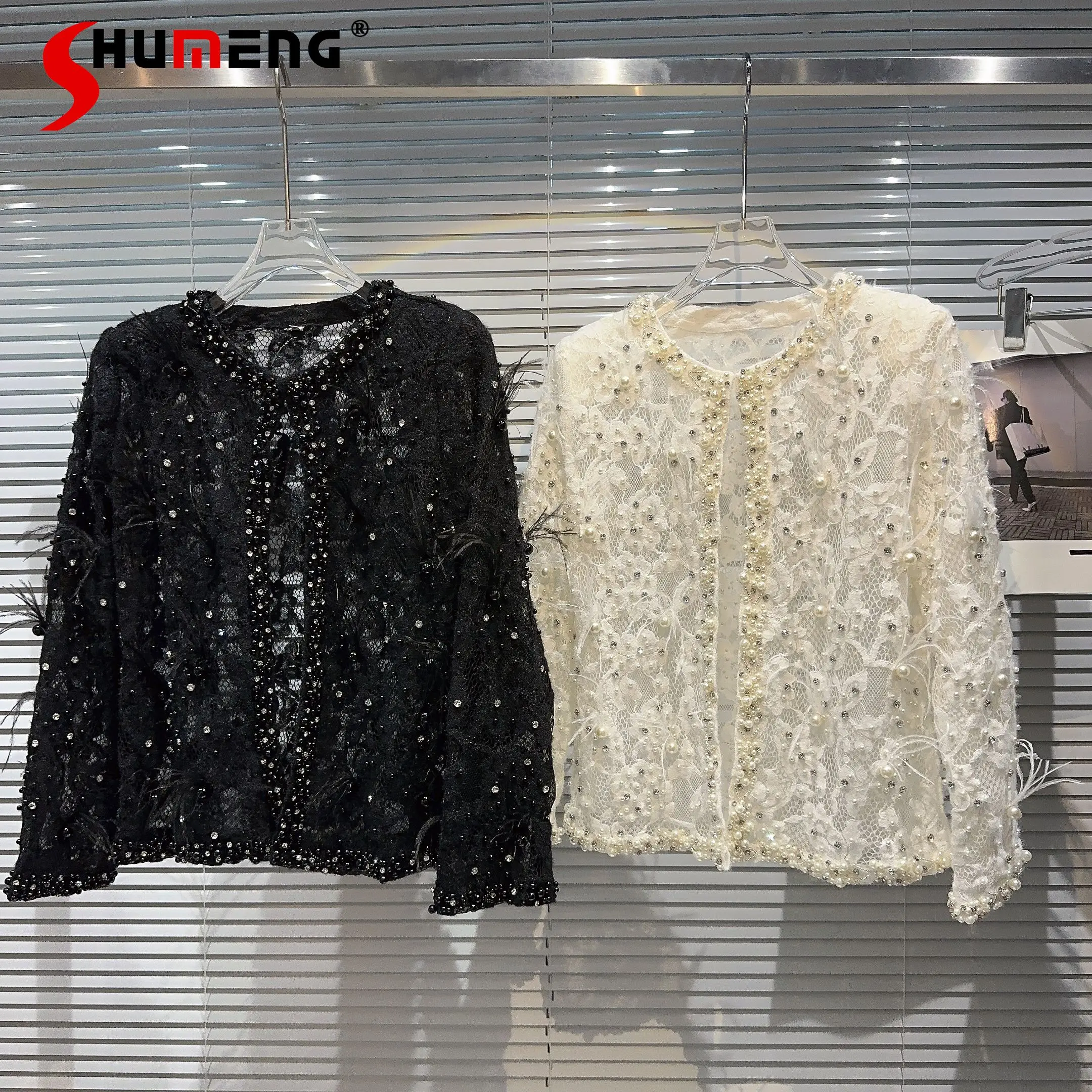 2023 Autumn New Thin Jacket Rhinestone Beaded Feather Lace Crocheted Coat Women Clothing Office Lady Loose Lace Jackets Outwear
2023 Autumn New Thin Jacket Rhinestone Beaded Feather Lace Crocheted Coat Women Clothing Office Lady Loose Lace Jackets Outwear