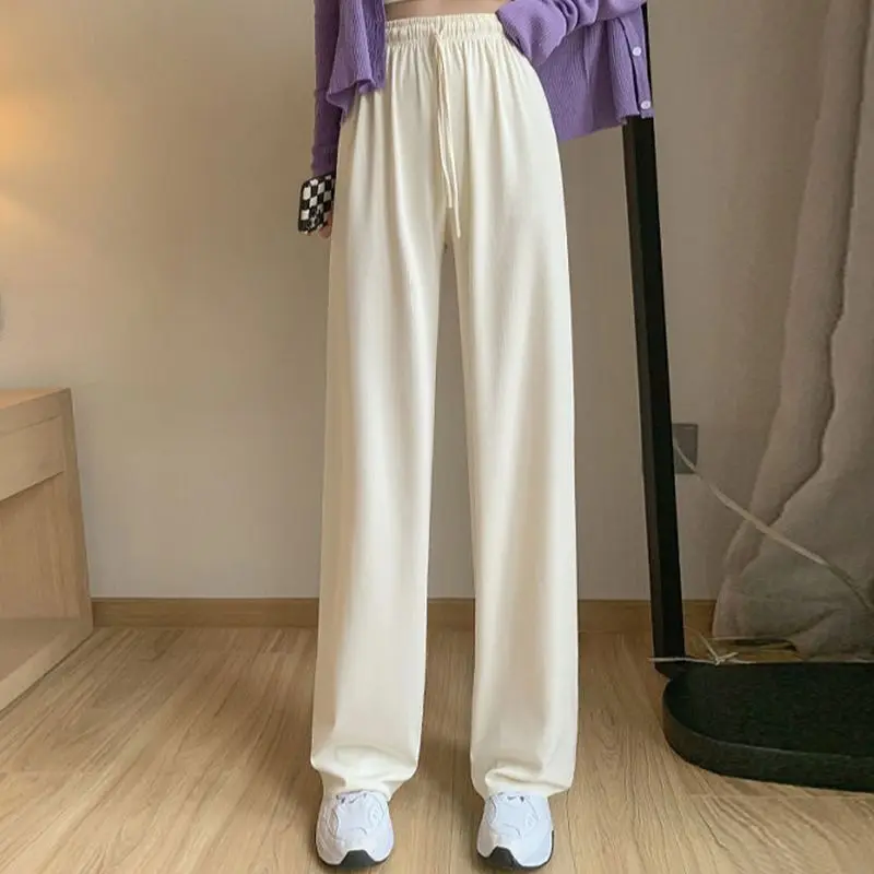 Knit Ice Silk Summer Wide Leg Pants Korean Fashion Trouser Pantalones Mujer High Waist Aesthetics Sweatpant 70 KG Casual Clothes
Knit Ice Silk Summer Wide Leg Pants Korean Fashion Trouser Pantalones Mujer High Waist Aesthetics Sweatpant 70 KG Casual Clothes