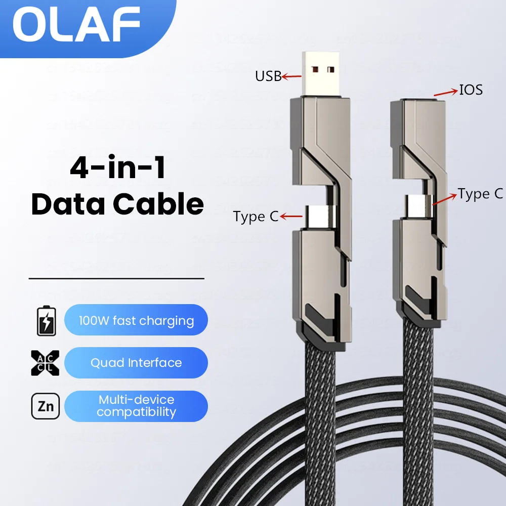 4 In 1 Fast Charging Cable USB A Type C Charger Wire for Samsung Xiaomi OPPO Mobile Phone Tablet Charging Cable for iPhone
4 In 1 Fast Charging Cable USB A Type C Charger Wire for Samsung Xiaomi OPPO Mobile Phone Tablet Charging Cable for iPhone