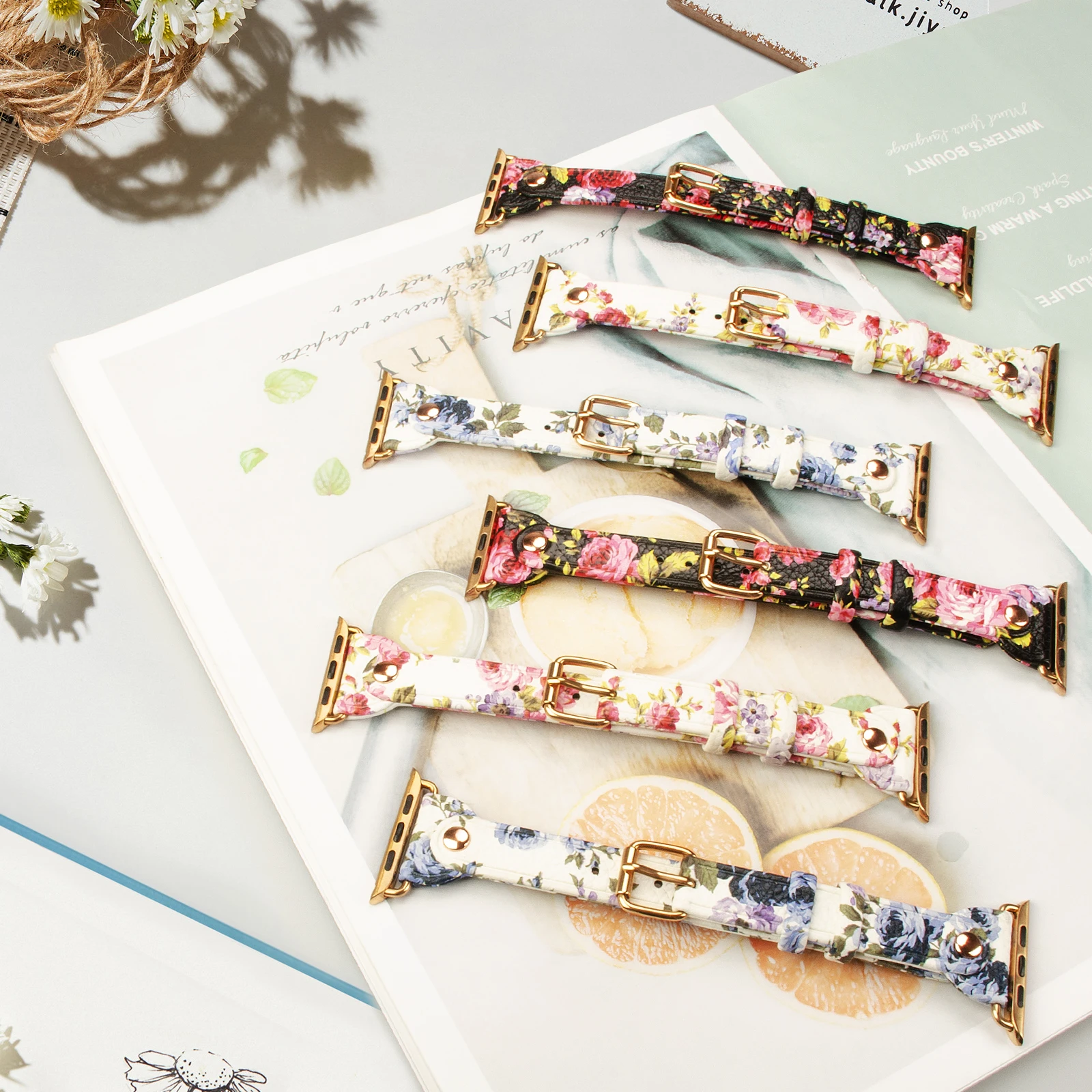 Leather Floral Printed Band Compatible with Apple Watch Bands 38mm40mm41mm42mm44mm for Girls, for iWatch Ultra SE Series 876543
Leather Floral Printed Band Compatible with Apple Watch Bands 38mm40mm41mm42mm44mm for Girls, for iWatch Ultra SE Series 876543