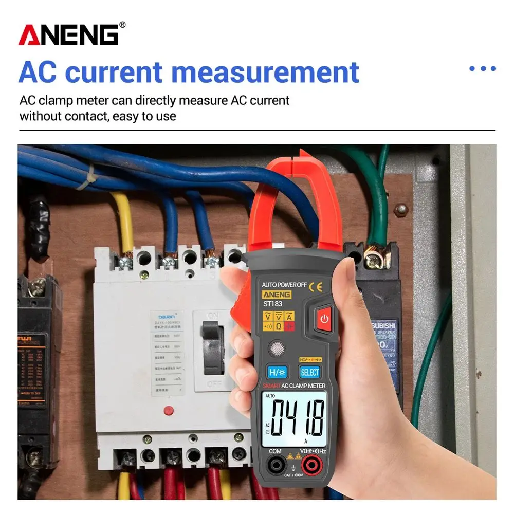 ANENG ST183 Digital Clamp Meter AC Current 6000 Counts True RMS Multimeter DC/AC Voltage Tester Hz Capacitance NCV Ohm Tests
ANENG ST183 Digital Clamp Meter AC Current 6000 Counts True RMS Multimeter DC/AC Voltage Tester Hz Capacitance NCV Ohm Tests
