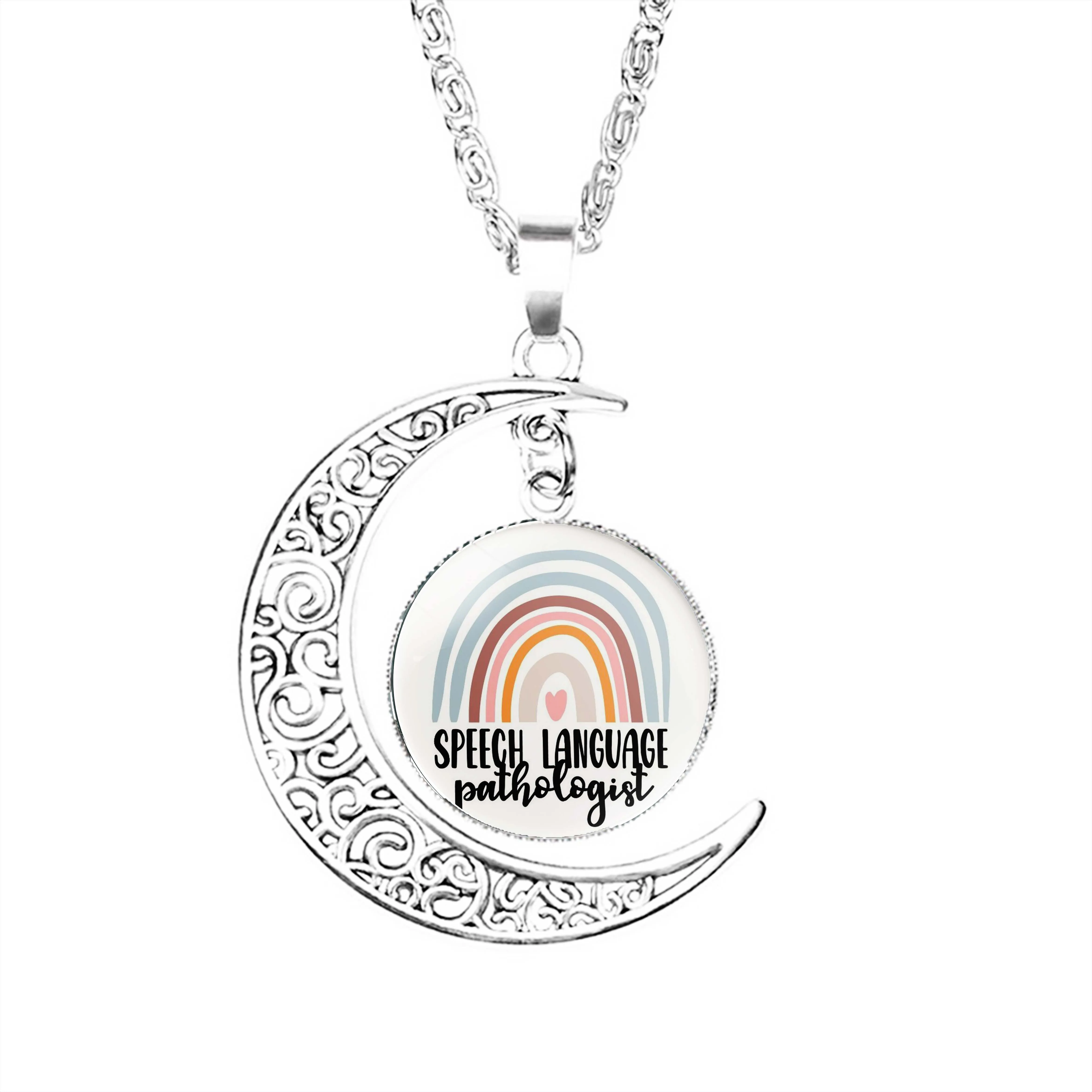 Speech Language Pathologist Speechie Boho Rainbow Retro Moon Necklace Girls Fashion Chain Stainless Steel Lady Gifts Dome
Speech Language Pathologist Speechie Boho Rainbow Retro Moon Necklace Girls Fashion Chain Stainless Steel Lady Gifts Dome