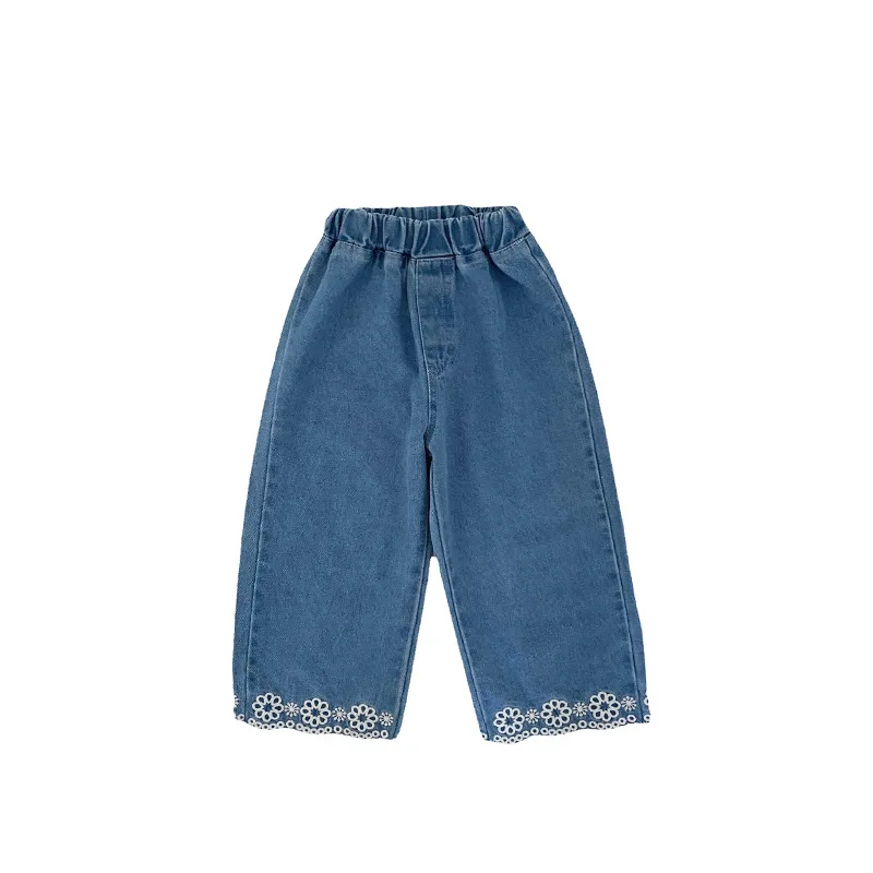 Girls' spring and summer new Korean lace jeans women's flower hollow wide leg pants 6-6
Girls' spring and summer new Korean lace jeans women's flower hollow wide leg pants 6-6