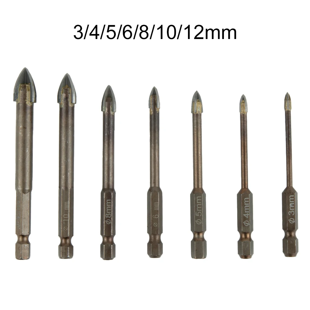 7Pcs Cross Hex Tile Drill Bits Glass Ceramic Concrete Hole Opener 3/4/5/6/8/10/12mm Spear Head Alloy Triangle Glass Bits
7Pcs Cross Hex Tile Drill Bits Glass Ceramic Concrete Hole Opener 3/4/5/6/8/10/12mm Spear Head Alloy Triangle Glass Bits