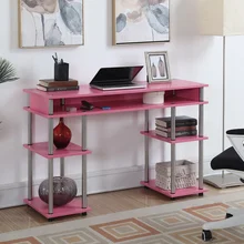 Designs2Go No Tools Student Desk, Pink/Silver Poles Office Furniture Study Table Office Table Furniture