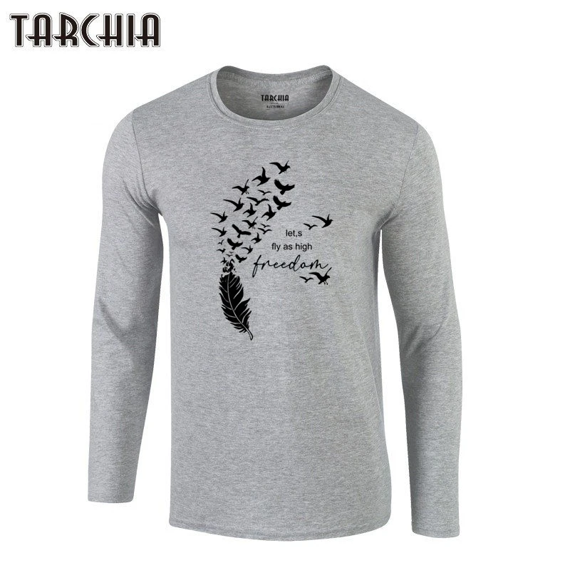 

TARCHIA Oversized Fashion Men New Homme T-Shirt 100% Cotton Fly As High Plus Size Men's Tee 2023 Brand Eur Long Sleeve Cheap