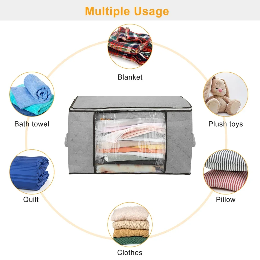 JMT 2Pcs Clothes Storage Bag 90L Large Capacity Foldable Closet Organizer w/ Thick Fabric Clear Window Dual-Zipper
JMT 2Pcs Clothes Storage Bag 90L Large Capacity Foldable Closet Organizer w/ Thick Fabric Clear Window Dual-Zipper