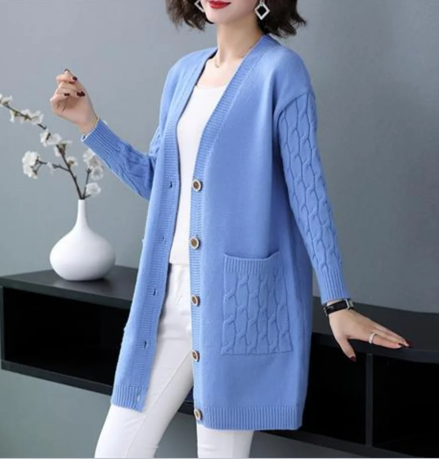 2022 Autumn New Knitted Cardigan Women Sweater V Neck Solid Vintage Loose Knitwear Ladies Tops Single Breasted Casual Clothes
2022 Autumn New Knitted Cardigan Women Sweater V Neck Solid Vintage Loose Knitwear Ladies Tops Single Breasted Casual Clothes