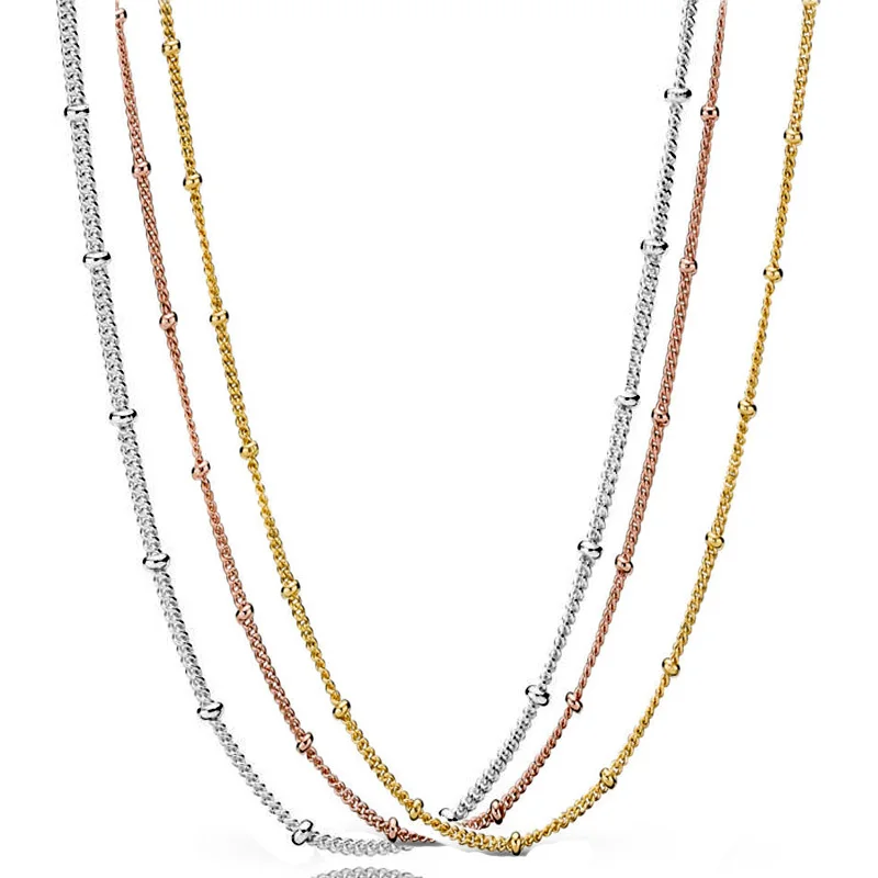 Authentic 925 Sterling Silver Rose Gold Vintage Silver Beaded Chain Basic Necklace For Women Bead Charm Diy Fashion Jewelry
Authentic 925 Sterling Silver Rose Gold Vintage Silver Beaded Chain Basic Necklace For Women Bead Charm Diy Fashion Jewelry