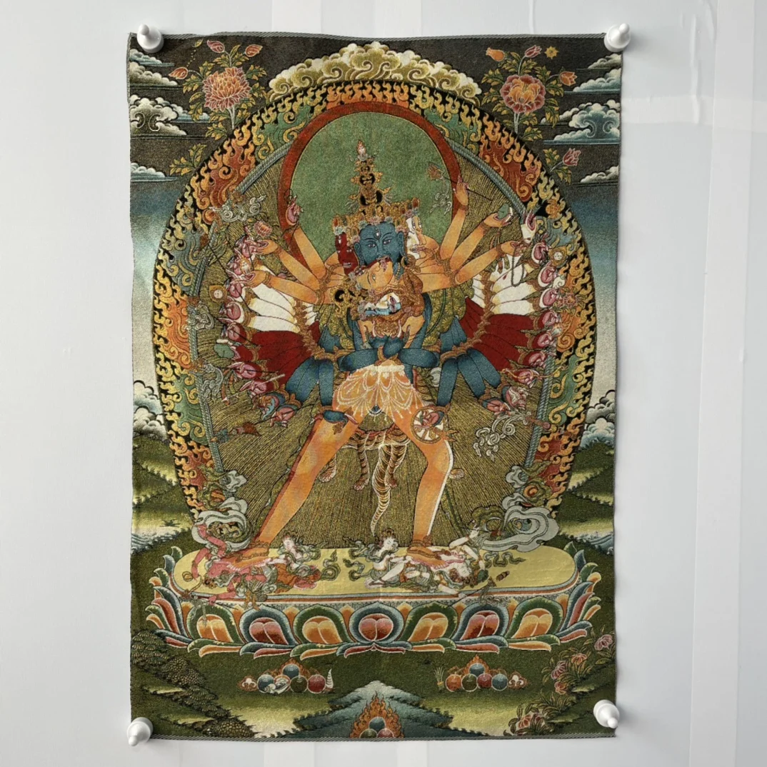 35" Thangka embroidery Tibetan Buddhism silk embroidery Happy Buddha Yab-Yum Thangka hanging screen Town house Exorcism
35" Thangka embroidery Tibetan Buddhism silk embroidery Happy Buddha Yab-Yum Thangka hanging screen Town house Exorcism