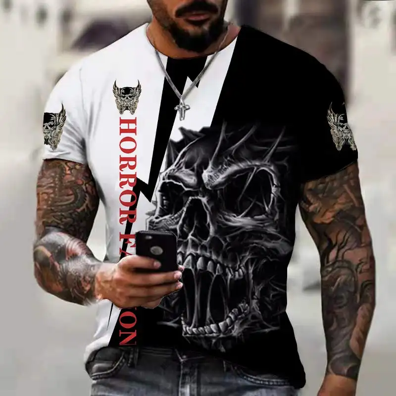 Skull Theme T-shirt 3D Men's High Street Print Horror Series Tough Guy T-shirt Summer Fashion Top Men's Large Size T-shirt
Skull Theme T-shirt 3D Men's High Street Print Horror Series Tough Guy T-shirt Summer Fashion Top Men's Large Size T-shirt
