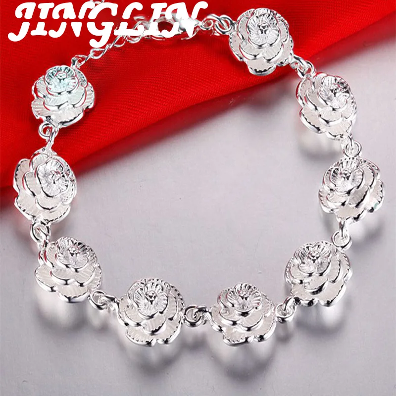 JINGLIN 925 Sterling Silver Full Rose Flower Chain Bracelet For Women Wedding Engagement Party Fashion Jewelry
JINGLIN 925 Sterling Silver Full Rose Flower Chain Bracelet For Women Wedding Engagement Party Fashion Jewelry