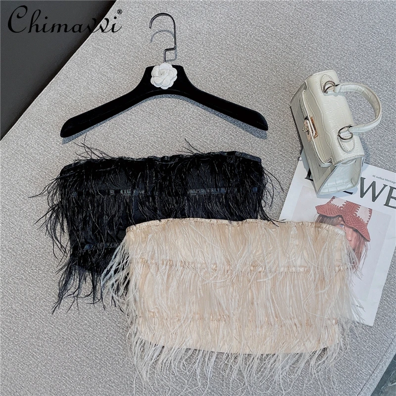 Summer 2022 New Sweet Feather Stitching Solid Color Short Top for Ladies Fashion Slim Fit Sexy Backless Strapless Top Women's
Summer 2022 New Sweet Feather Stitching Solid Color Short Top for Ladies Fashion Slim Fit Sexy Backless Strapless Top Women's