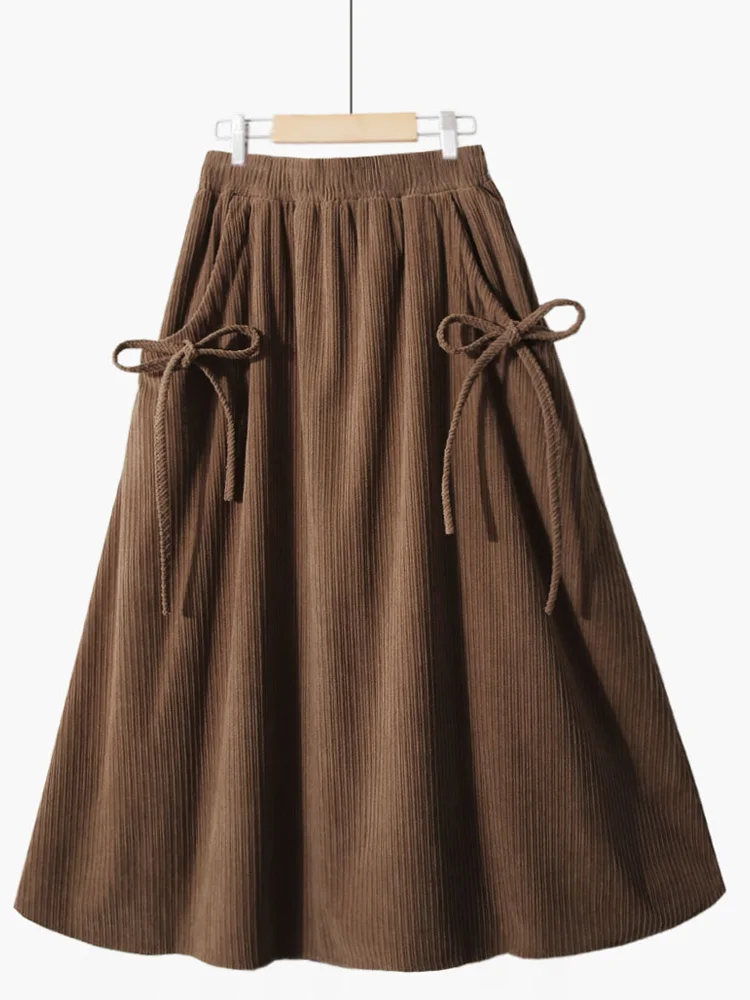 OHRYIYIE Long Skirt High Waist Women Corduroy Skirt Casual Autumn Winter A-line Skirt Lace-up Thick Midi Skirt with Pocket Lady
OHRYIYIE Long Skirt High Waist Women Corduroy Skirt Casual Autumn Winter A-line Skirt Lace-up Thick Midi Skirt with Pocket Lady