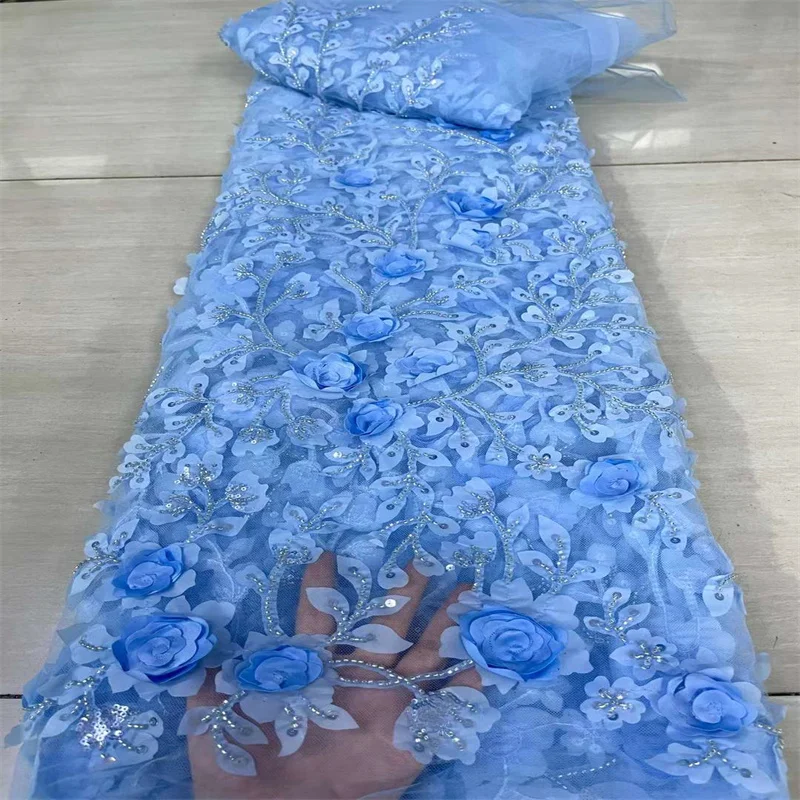 African Lace Fabric 2022 High Quality Sequins Sky Blue Of A Rose Net Embroidery Nigerian Wedding Gown Material French Lace Fabri
African Lace Fabric 2022 High Quality Sequins Sky Blue Of A Rose Net Embroidery Nigerian Wedding Gown Material French Lace Fabri