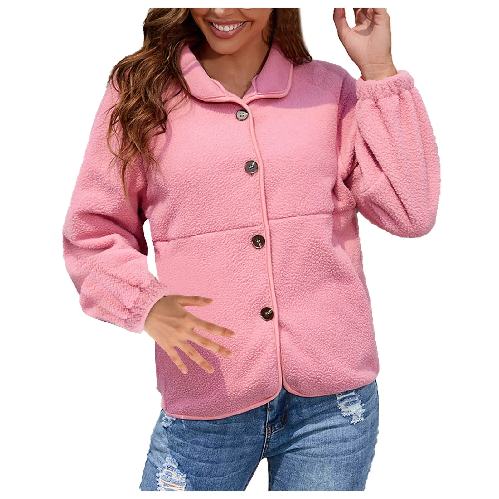 Women's Fashion Temperament Solid Color Plush Long Sleeve Button Pocket Jacket Outerwear Long Sleeve Casual Streetwear Coat
Women's Fashion Temperament Solid Color Plush Long Sleeve Button Pocket Jacket Outerwear Long Sleeve Casual Streetwear Coat
