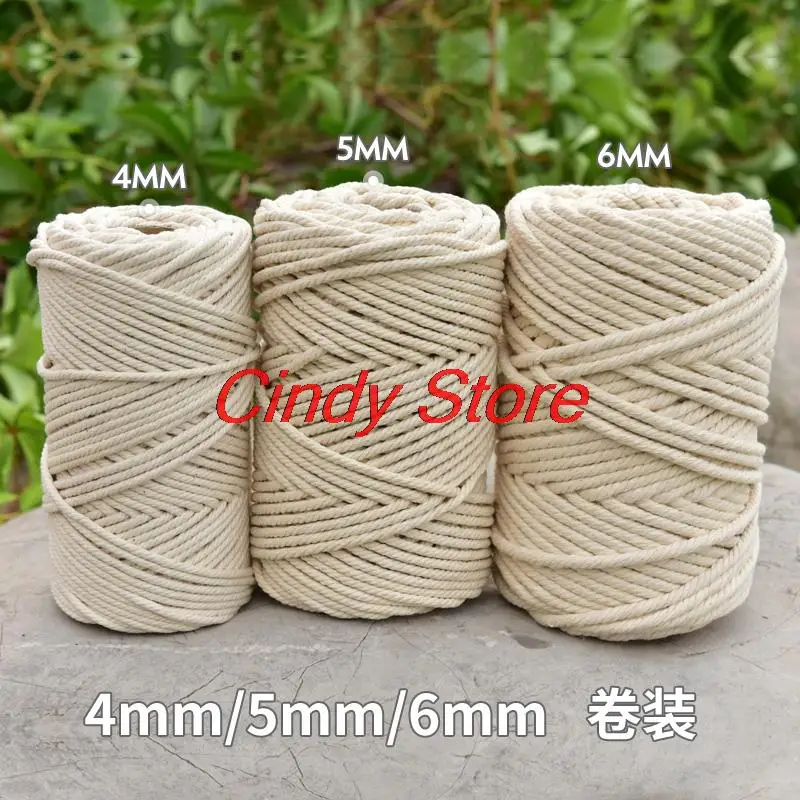 

3mm 4mm 5mm 6mm Macrame Twisted String Cotton Cord For Handmade Natural Beige Cords DIY Home Wedding Accessories Gift