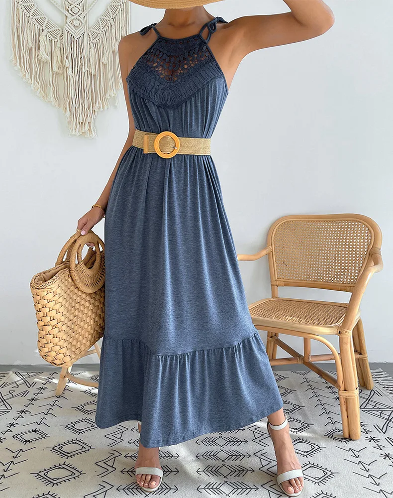 Lace Panel Cutout Dress Summer Elegant Solid Color Floral Print High Slit Maxi Party Suspender Knitted Skirt Asymmetric Sexy
Lace Panel Cutout Dress Summer Elegant Solid Color Floral Print High Slit Maxi Party Suspender Knitted Skirt Asymmetric Sexy