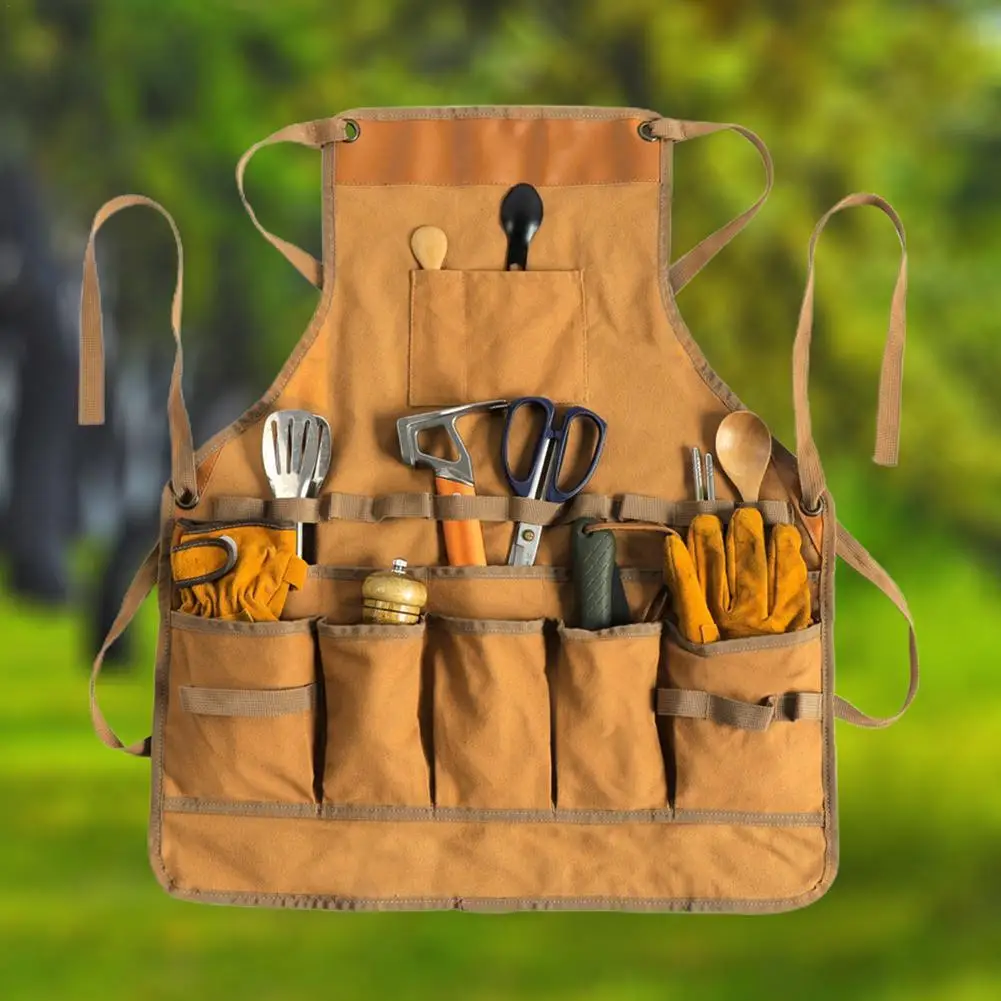 Outdoor Canvas Apron With Pockets Adjustable Straps Multifunctional Camping Bbq Work Apron Garden Workwear
Outdoor Canvas Apron With Pockets Adjustable Straps Multifunctional Camping Bbq Work Apron Garden Workwear