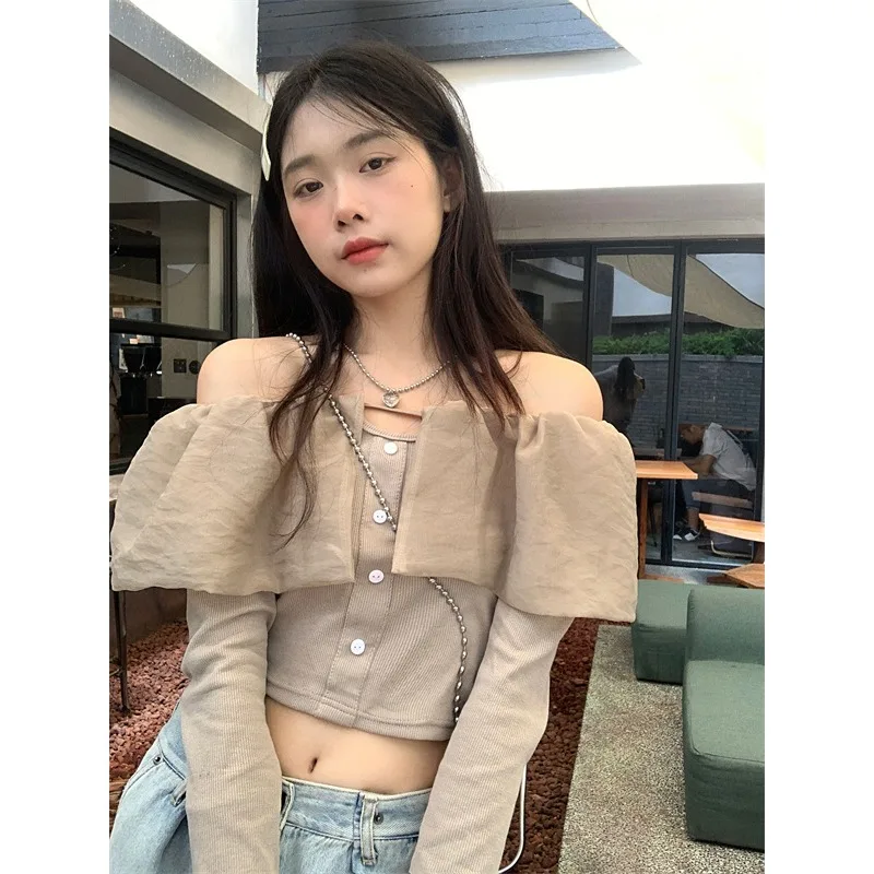 Hotsweet Ruffles Long Sleeve Camisetas Strapless Patchwork Crop Tops Slash Neck Slim Short Sexy T-shirts Women Sweet Tees
Hotsweet Ruffles Long Sleeve Camisetas Strapless Patchwork Crop Tops Slash Neck Slim Short Sexy T-shirts Women Sweet Tees