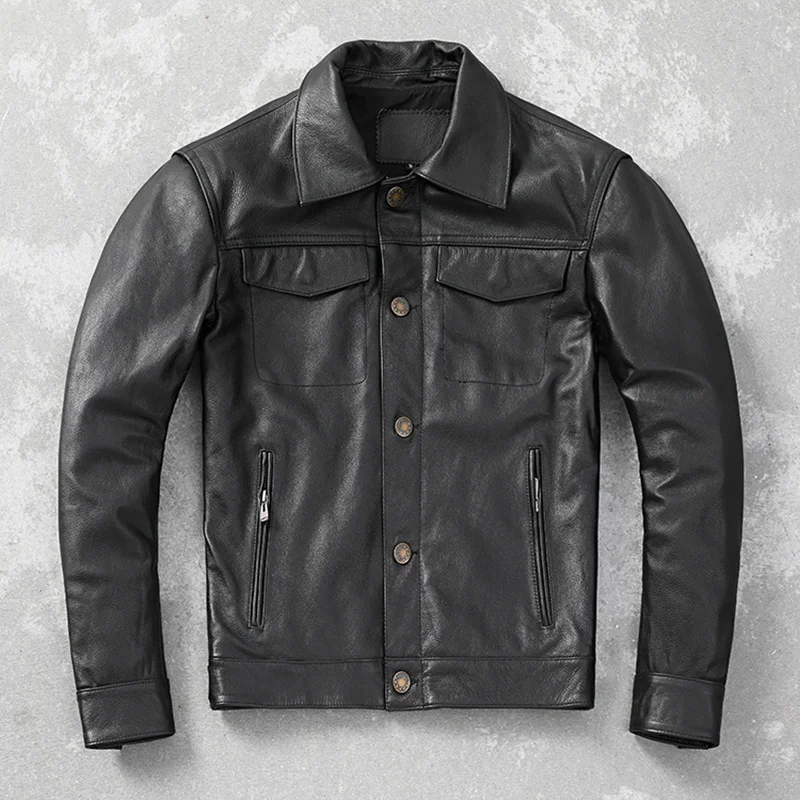 Real Cowhide Leather Coat Men's Denim Leather Jacket Youth Spring Autumn Jacket Men Leather Coats Mens Clothing Male Clothes
Real Cowhide Leather Coat Men's Denim Leather Jacket Youth Spring Autumn Jacket Men Leather Coats Mens Clothing Male Clothes