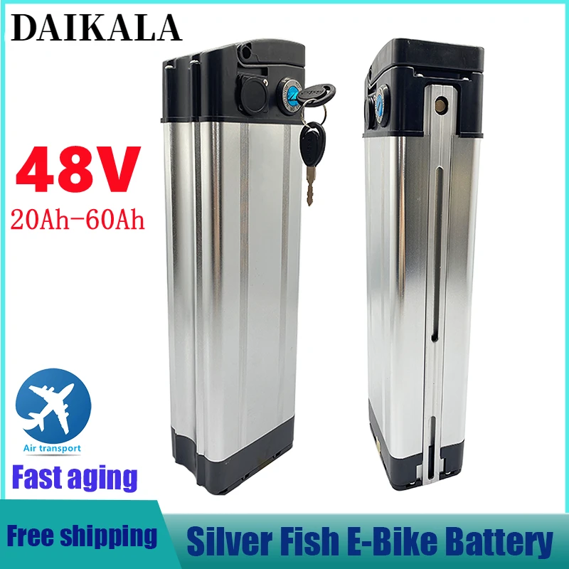 48V 20ah 30ah 40ah 50ah 60ah Silver Fish Style Electric Bike Battery 48V Lithium Battery with Aluminum Case Anti-theft Lock
48V 20ah 30ah 40ah 50ah 60ah Silver Fish Style Electric Bike Battery 48V Lithium Battery with Aluminum Case Anti-theft Lock