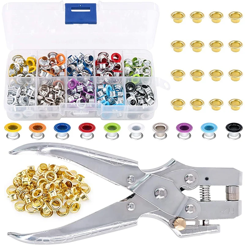 400Pcs 3/16 Inch Metal Grommets Kit,1Pcs Eyelet Hole Punch Pliers,Metal Eyelets Kits Shoe Eyelets Grommet Sets
400Pcs 3/16 Inch Metal Grommets Kit,1Pcs Eyelet Hole Punch Pliers,Metal Eyelets Kits Shoe Eyelets Grommet Sets
