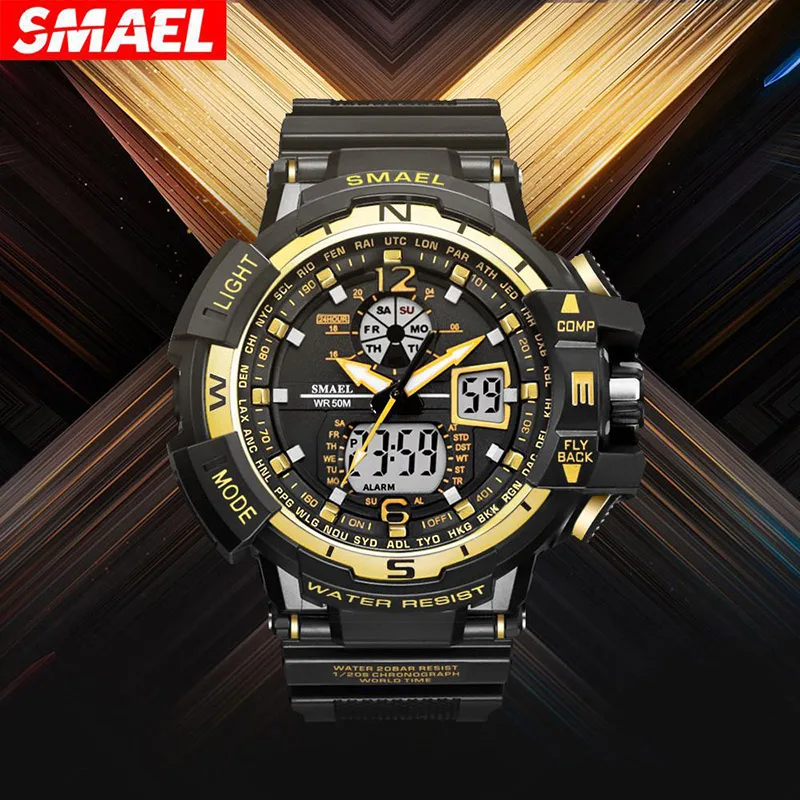 SMAEL fashion sports men's electronic watch 50M waterproof multi-function anti-fall sweat-absorbing watch trend cool watch men
SMAEL fashion sports men's electronic watch 50M waterproof multi-function anti-fall sweat-absorbing watch trend cool watch men