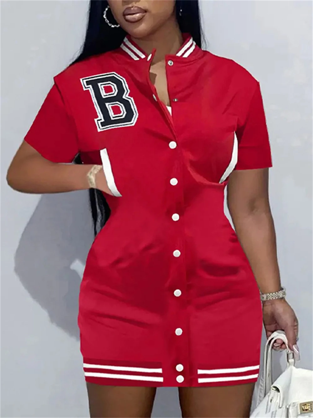 Women Summer Fashion Baseball Mini Dress Short Sleeve Women Harajuku Streetwear Female Single-breaste Student Uniform Dresses
Women Summer Fashion Baseball Mini Dress Short Sleeve Women Harajuku Streetwear Female Single-breaste Student Uniform Dresses