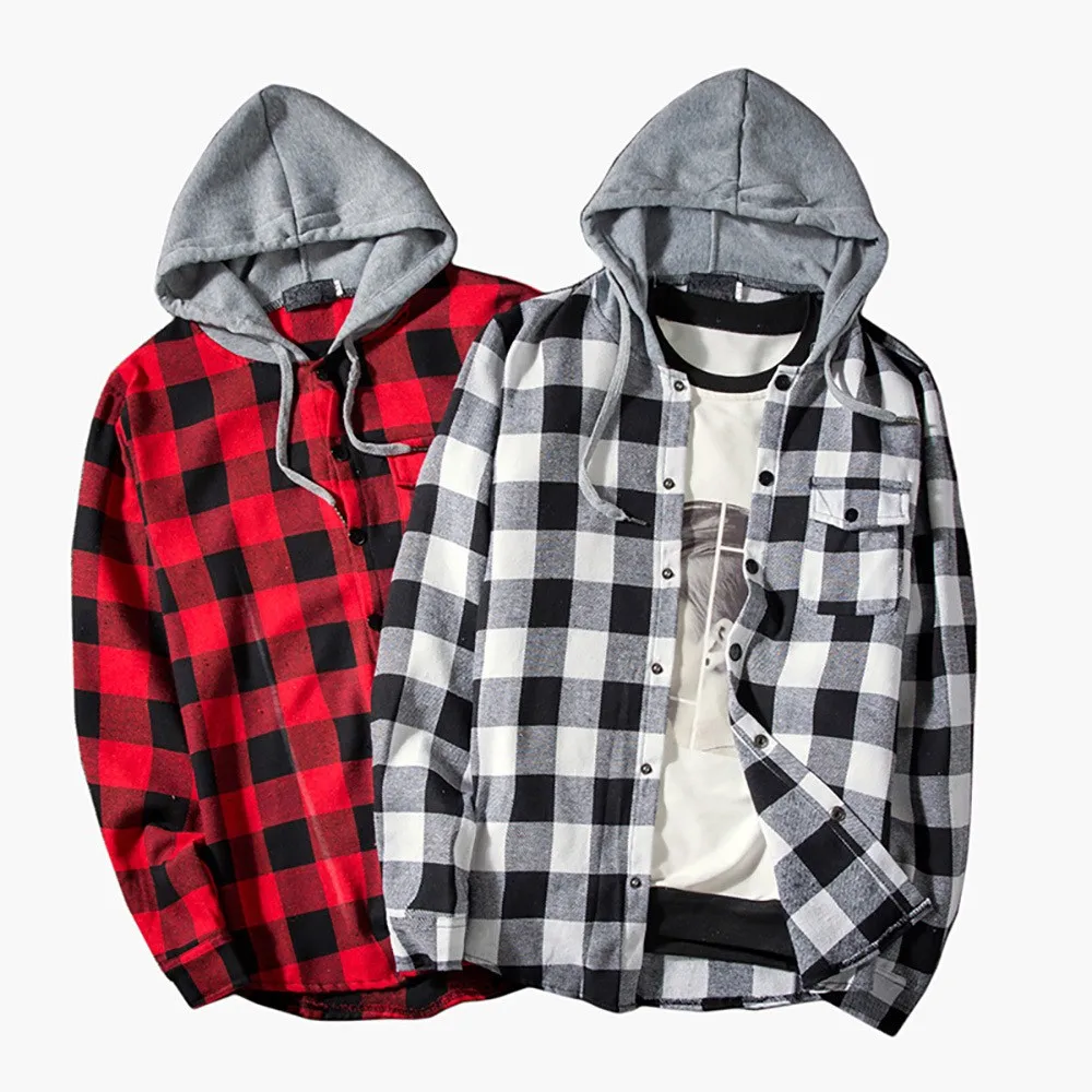 Fashion Plaid Hooded Denim Shirt Slim Fit Men Dress Shirts Check Plaid Long Sleeve Men's Casual Shirt Bussiness Social Chemise
Fashion Plaid Hooded Denim Shirt Slim Fit Men Dress Shirts Check Plaid Long Sleeve Men's Casual Shirt Bussiness Social Chemise