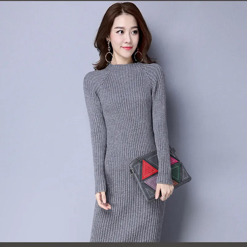 Women Knitted Dress Autumn Winter Warm Long Sleeve Solid Sweater Dresses Slim Bodycon Sheath Knit Dress Vestidos
Women Knitted Dress Autumn Winter Warm Long Sleeve Solid Sweater Dresses Slim Bodycon Sheath Knit Dress Vestidos