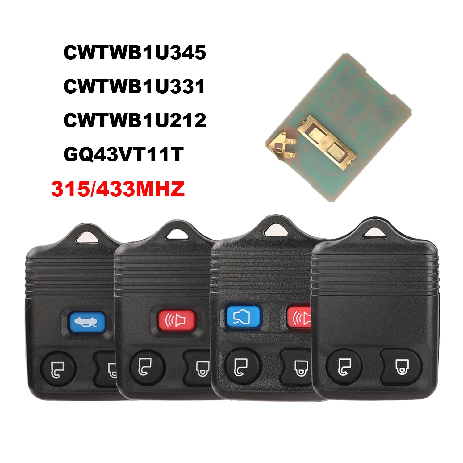 

jingyuqin 315/433 Mhz Remote For Ford Escape F 150 Explorer 2001-2007 CWTWB1U345 CWTWB1U331 CWTWB1U212 GQ43VT11T Key Transmitter