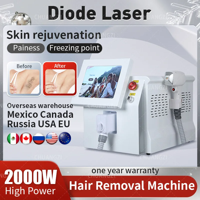 

The Latest 808 Diode Las/er ha/ir Removal Machine 2000w Ultra-high Power Freezing Point Lase/r Head Home Salon Equipment