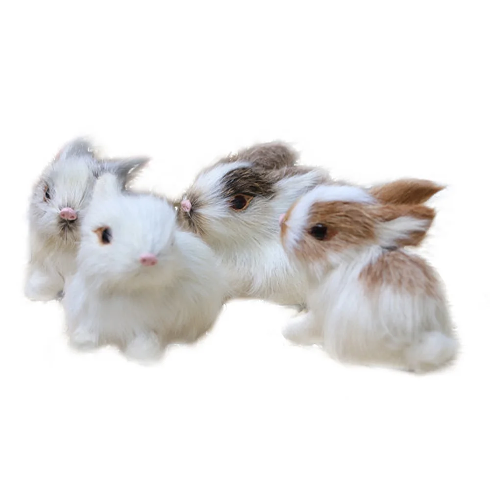 

Furry Mini Rabbits Figurines Ornament Durable Home Patry Decoration Faux Fluff 4pcs Creative Easter Bunny Model Figures Gift