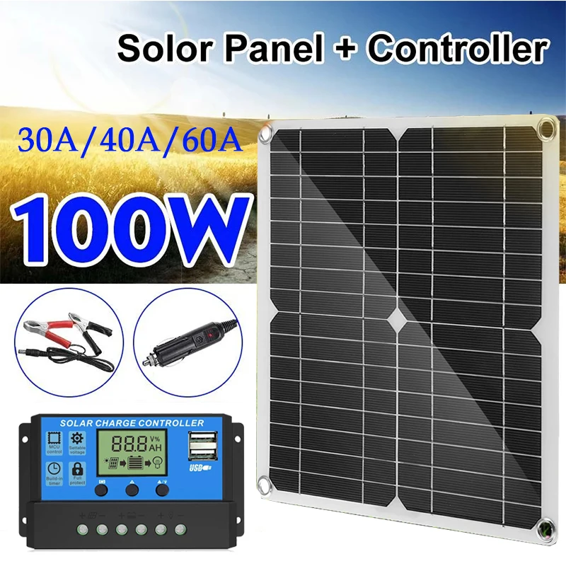 100W Solar Panel Kit 12V Solar Panel Battery Charger with Controller Dual USB Fast-charging Emergency Solar Plate For Car Yacht
100W Solar Panel Kit 12V Solar Panel Battery Charger with Controller Dual USB Fast-charging Emergency Solar Plate For Car Yacht