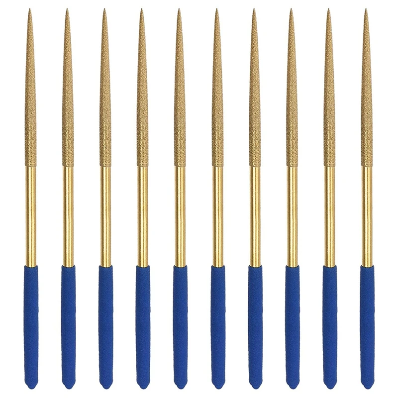 Diamond Needle File Set 3mm x 140mm, Round Files Titanium Coated Tools for Metal Wood Stone Glass, 10Pcs
Diamond Needle File Set 3mm x 140mm, Round Files Titanium Coated Tools for Metal Wood Stone Glass, 10Pcs