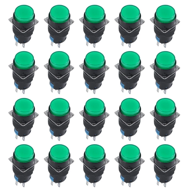 20X AC 250V 5A SPDT 1NO 1NC 5 Pins Latching Green Push Button Switch W 220V LED Lamp
20X AC 250V 5A SPDT 1NO 1NC 5 Pins Latching Green Push Button Switch W 220V LED Lamp