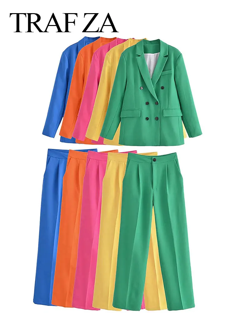 TRAF ZA Fashion Commuter Pants Suit Double Breasted Pocket Solid Multicolor Long Sleeve Blazer + Straight Trousers Simple Women
TRAF ZA Fashion Commuter Pants Suit Double Breasted Pocket Solid Multicolor Long Sleeve Blazer + Straight Trousers Simple Women