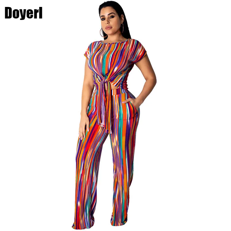 2022 Sexy 2 Piece Set Women Clothing Summer Outfits Crop Top and Wide Leg Pants Suits Rainbow Striped Tracksuit Casual Set Women
2022 Sexy 2 Piece Set Women Clothing Summer Outfits Crop Top and Wide Leg Pants Suits Rainbow Striped Tracksuit Casual Set Women