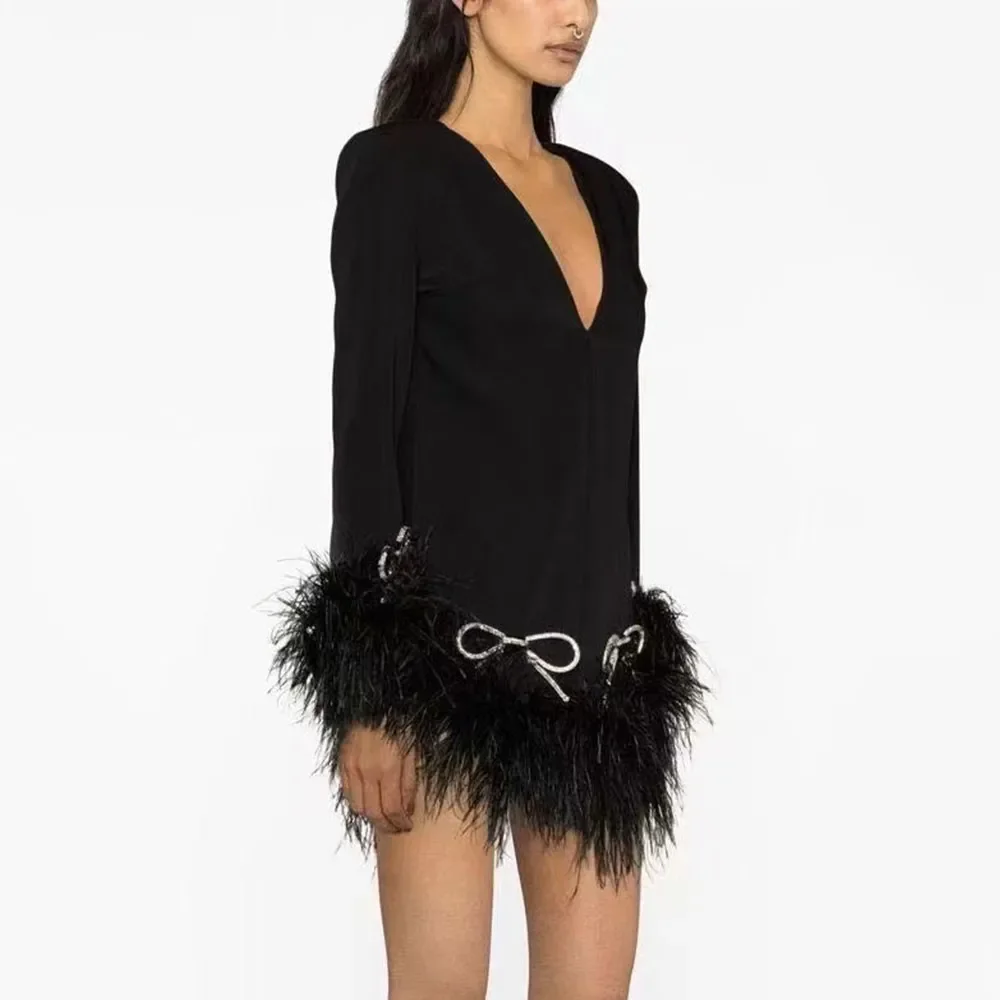 Новинка 2023, популярное осеннее женское сексуальное облегающее мини-платье с длинным V-образным вырезом и перьями, облегающее мини-платье, коктейльное платье
Новинка 2023, популярное осеннее женское сексуальное облегающее мини-платье с длинным V-образным вырезом и перьями, облегающее мини-платье, коктейльное платье