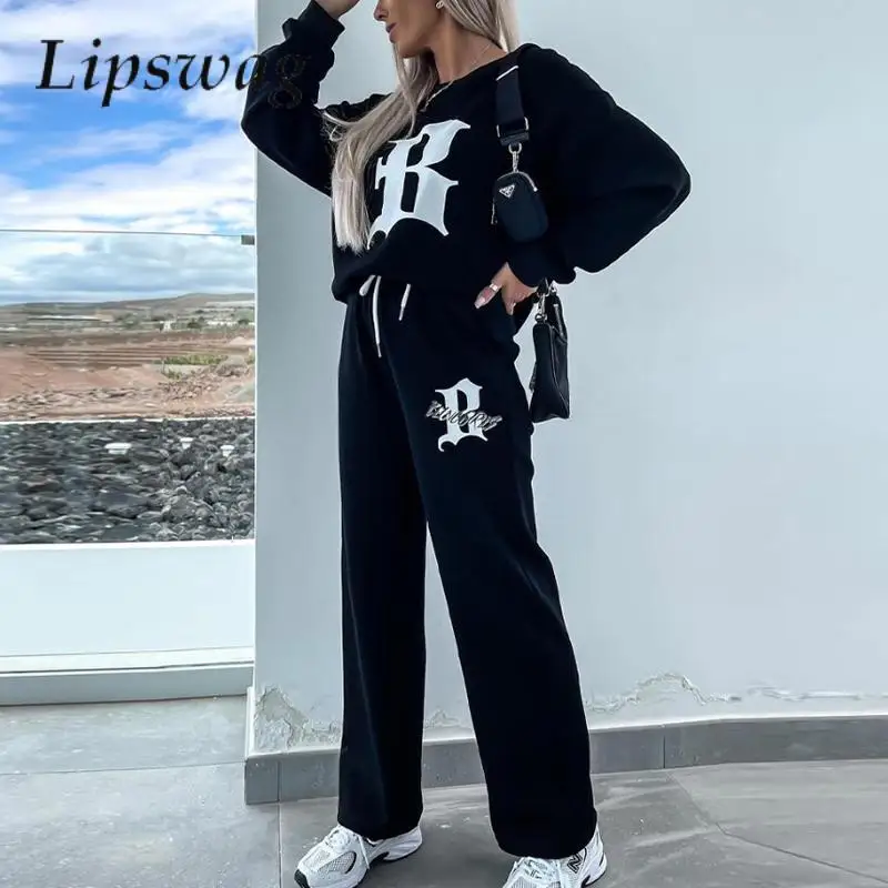 Fashion Letter Currency Print Loose Sport Tracksuit Long Sleeve Sweatshirt + Tie-up Pants Outfits Women Autumn Winter Casual Set
Fashion Letter Currency Print Loose Sport Tracksuit Long Sleeve Sweatshirt + Tie-up Pants Outfits Women Autumn Winter Casual Set