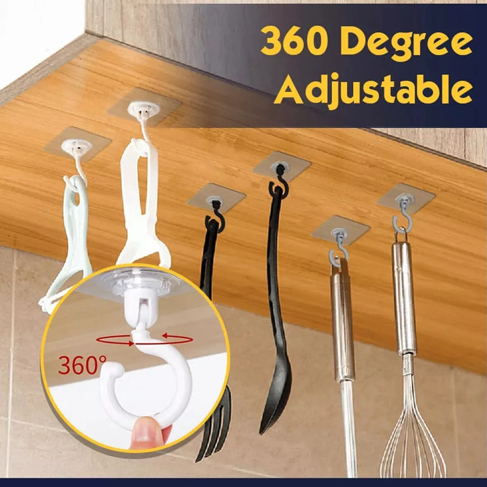 360 Degree Rotating Punch Free Hooks Multi-function Paste Hook Door Rear Hook Strong Sticky Self-adhesive Storage Hooks Gadgets 
360 Degree Rotating Punch Free Hooks Multi-function Paste Hook Door Rear Hook Strong Sticky Self-adhesive Storage Hooks Gadgets