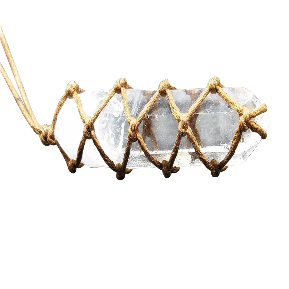 Natural Rough Stone Ornaments Singlepointed White Stone Crystal Handwoven Healing Stone Pendant Gift Ornaments For Products
Natural Rough Stone Ornaments Singlepointed White Stone Crystal Handwoven Healing Stone Pendant Gift Ornaments For Products
