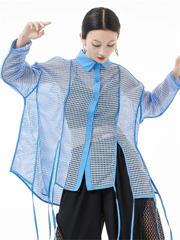 European Streetwear Mesh Hollow Out Sunscreen Coat Shirt Tops 2022 Summer Women Large Size See Through Punk Gothic Jacket 0227 
European Streetwear Mesh Hollow Out Sunscreen Coat Shirt Tops 2022 Summer Women Large Size See Through Punk Gothic Jacket 0227