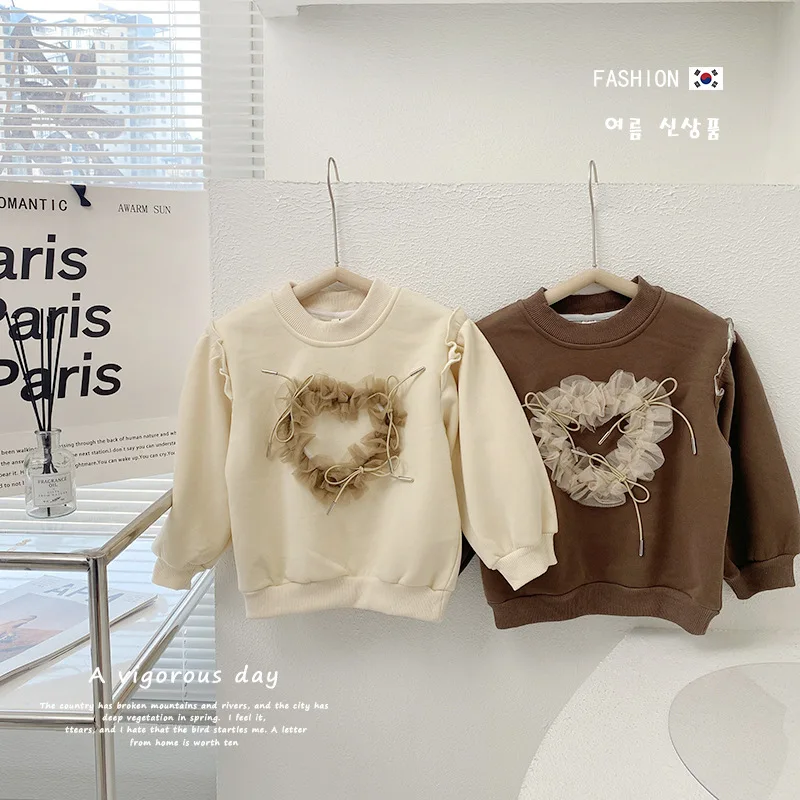 Одежда для девочек, кружевные плюшевые свитшоты с надписью Love, Осень-зима, новинка, модная Милая теплая Повседневная Универсальная мягкая одежда во французском стиле 
Одежда для девочек, кружевные плюшевые свитшоты с надписью Love, Осень-зима, новинка, модная Милая теплая Повседневная Универсальная мягкая одежда во французском стиле