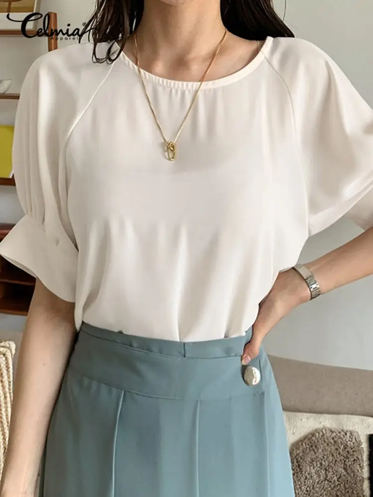 Celmia Elegant Casual Loose Blouse Round Neck All-match Solid Summer Shirt Pleats Stitching Fashion Half Puff Sleeve Women Tops
Celmia Elegant Casual Loose Blouse Round Neck All-match Solid Summer Shirt Pleats Stitching Fashion Half Puff Sleeve Women Tops