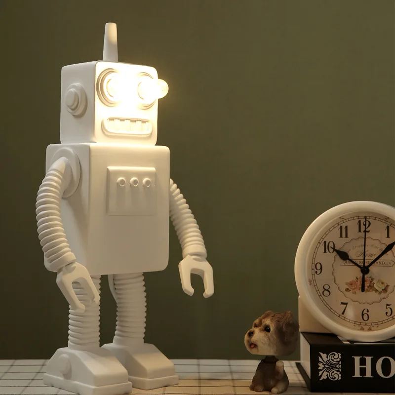 Industrial Era Led Lighting Childhood Memory Retro Punk Home Decor White Resin Decoration Robot Lampara De Mesa Table Lamps
Industrial Era Led Lighting Childhood Memory Retro Punk Home Decor White Resin Decoration Robot Lampara De Mesa Table Lamps