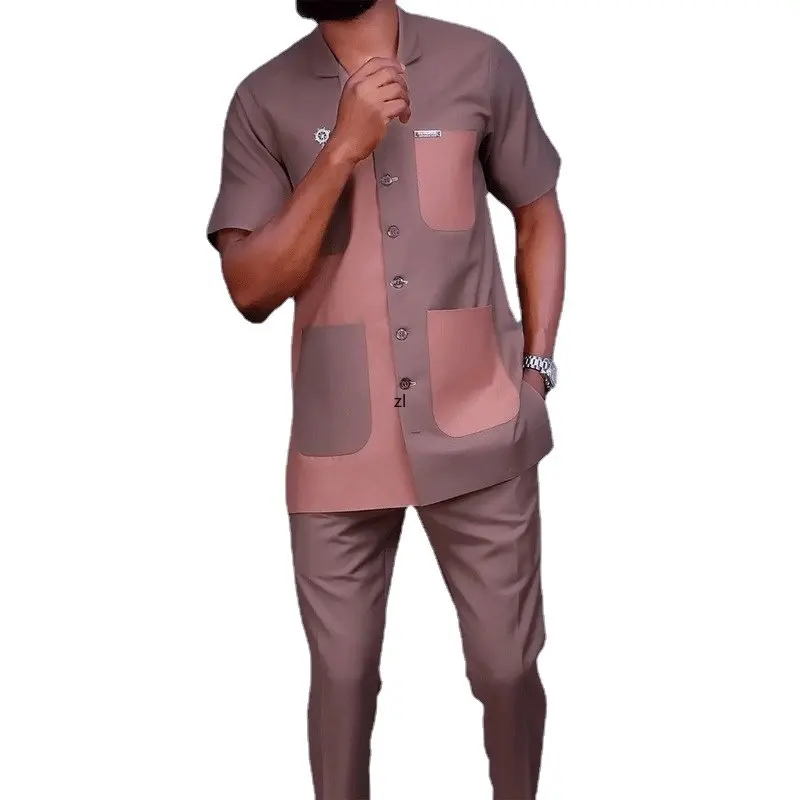 Summer Setting Men's Sets Short Sleeve Solid Color Lapel Pocket Shirt and Casual Pants Two-piece Social Element Men's Clothing
Summer Setting Men's Sets Short Sleeve Solid Color Lapel Pocket Shirt and Casual Pants Two-piece Social Element Men's Clothing