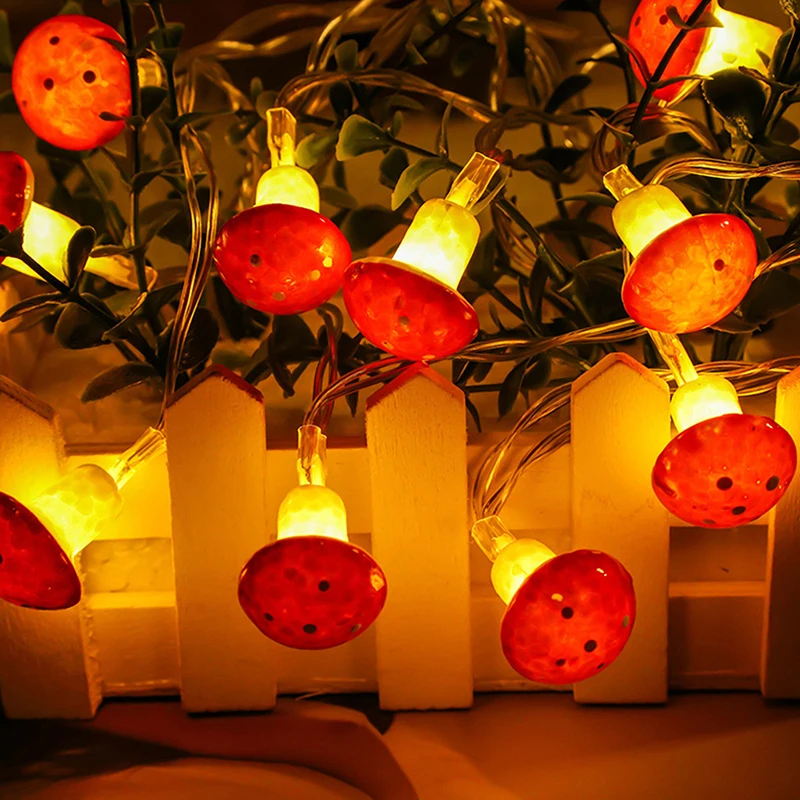 

3m 20LED 1.5m 10LED Mushroom Shape String Light USB/Battery Operated for New Year Christmas Party Decor