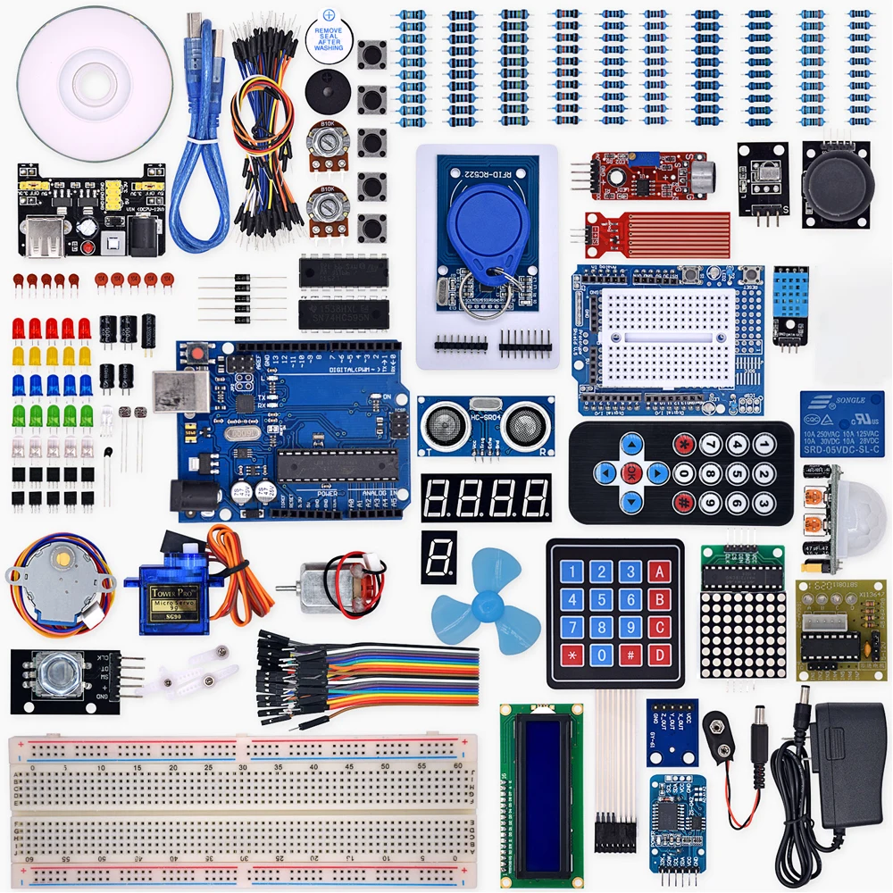 Project complete starter kit module changed to official board with Arduino course CD including tutorial, ultrasonic sensor
Project complete starter kit module changed to official board with Arduino course CD including tutorial, ultrasonic sensor